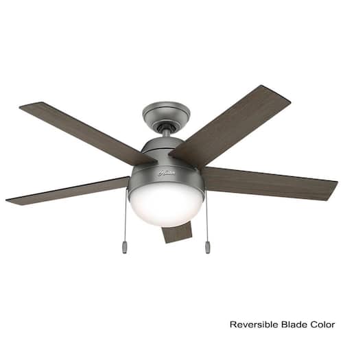 Anslee 46 in. Indoor Matte Silver Ceiling Fan with Light Ceiling Fans