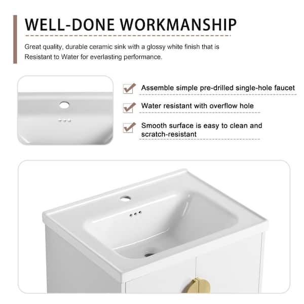 FAMYYT 24 in. W x 18.5 in. D x 20.7 in. H Single Sink