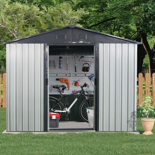 Siavonce 8 ft x 4 ft Outdoor Metal Storage Shed with Window