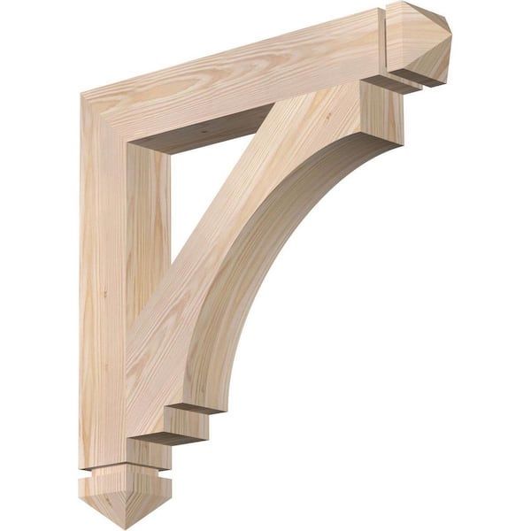 Ekena Millwork 3.5 in. x 24 in. x 24 in. Douglas Fir Imperial Arts and Crafts Smooth Bracket