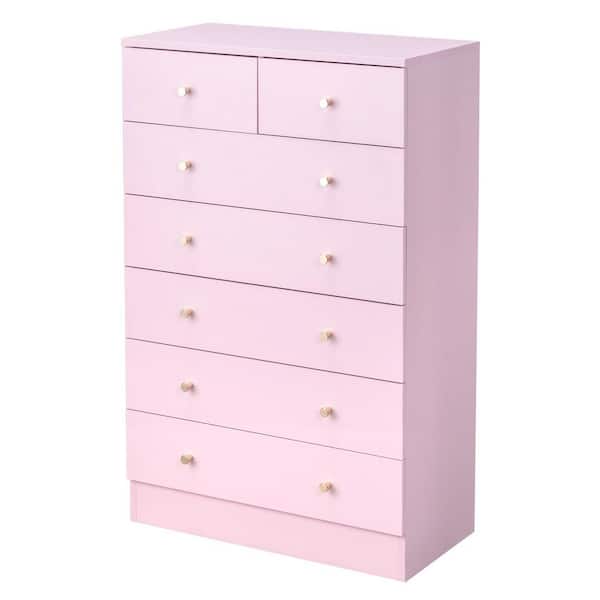 Pink 7-Drawer 25. 98 in. Wide Chest of Drawers