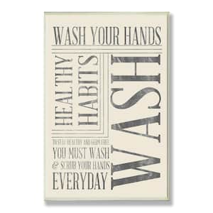 12.5 in. x 18.5 in. "Wash Your Hands Typography Bathroom Art" by Sd Graphics Studio Printed Wood Wall Art