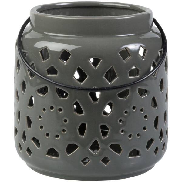 Artistic Weavers Kimba 6.5 in. Medium Gray Ceramic Lantern