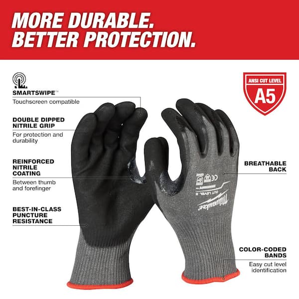 PIP Cut-Resistant Glove: 3XL ( 12 ), ANSI Cut Level A3, 3/4, Dipped, Foam  Nitrile, Sandy, 12 PK