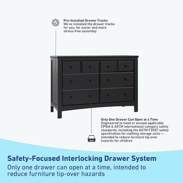 Graco Benton Black 6-Drawer 47.24 in. Wide Dresser 03706-20B
