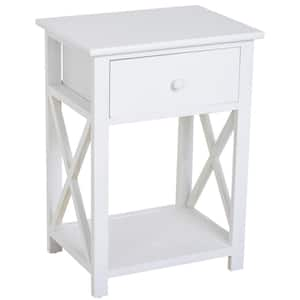 Lavish Home White Wooden Folding End Table with Removable Tray HW0200185 -  The Home Depot