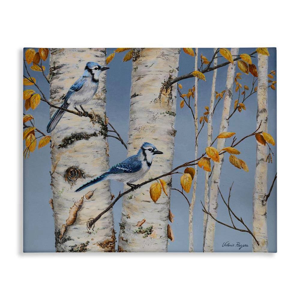Blue Jay Autumn Day by Valerie Rogers Unframed Nature Graphic Art Print 30 in. x 40 in. price history on PriceWatchPro