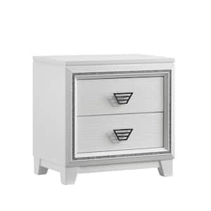 Taunder 2-Drawer Nightstand in White PU Paper  26 in. H x 26 in. W x 16 in. D