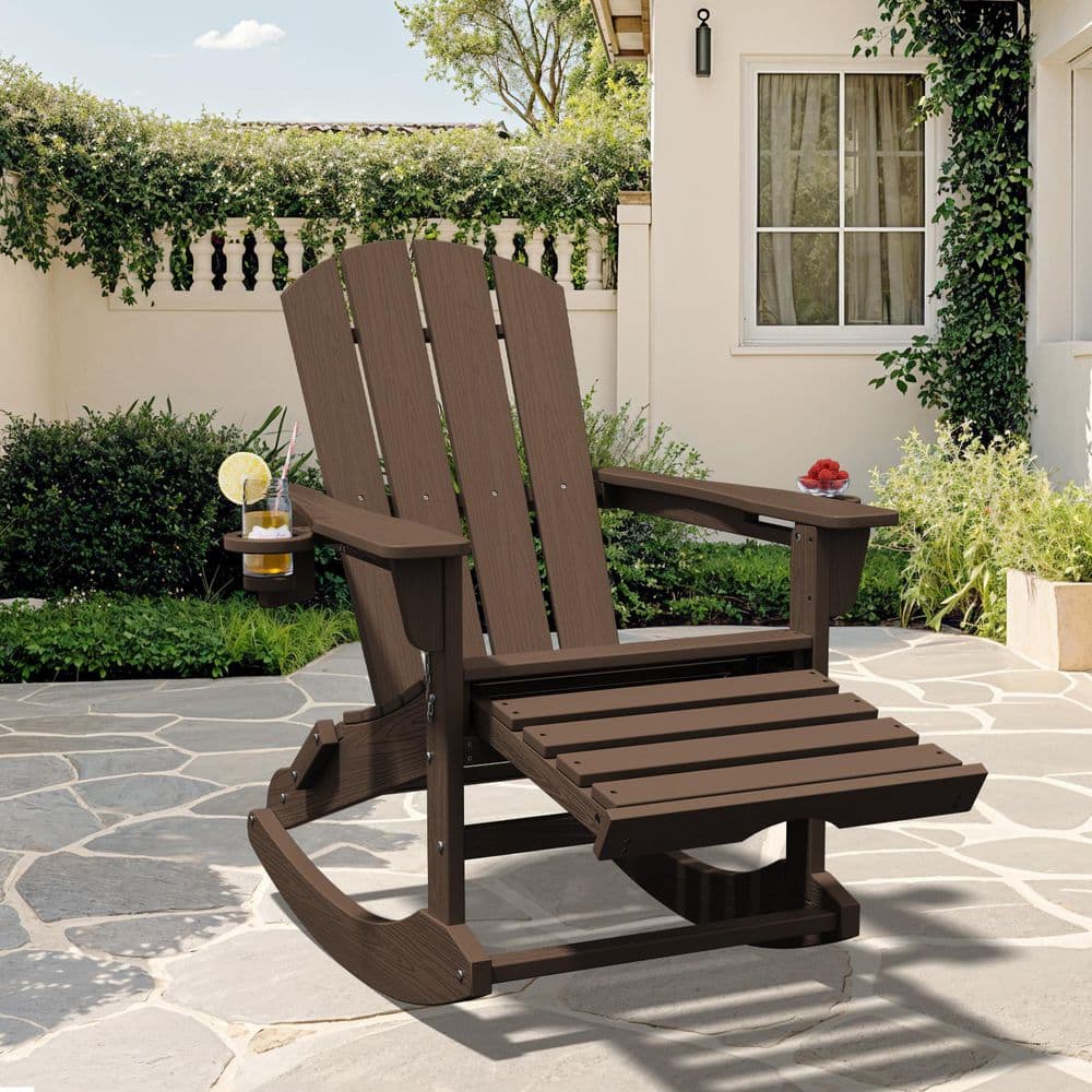 JEAREY Adirondack Plastic HDPE Folding Outdoor Rocking Chair with