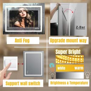 Super Bright 84 in. W x 32 in. H Rectangular Frameless Anti-Fog LED Wall Bathroom Vanity Mirror with Front Light