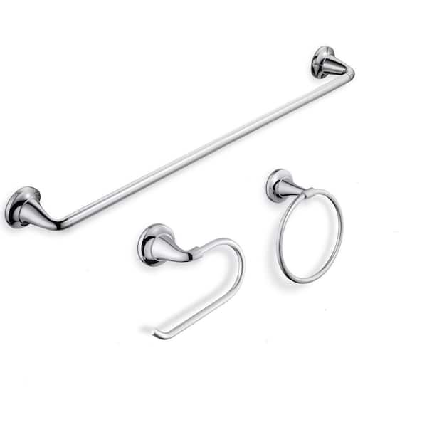 Glacier Bay Constructor 3-piece Bath Hardware Set includes 24 in. Towel Bar, Towel Ring and TP Holder in Chrome
