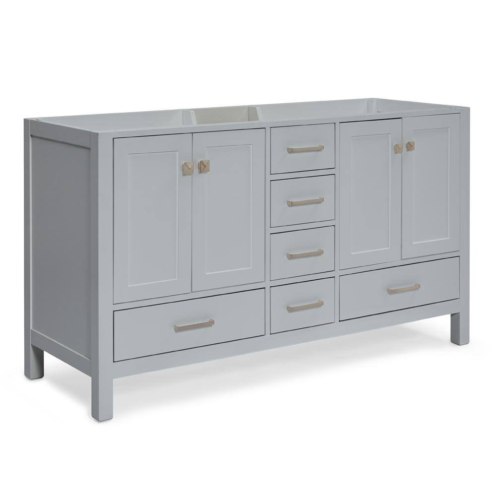 Cambridge 60" Gray Double Freestanding Vanity Cabinet