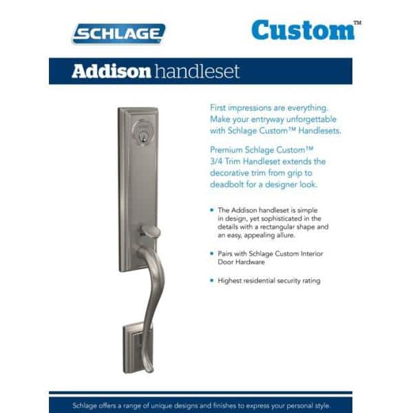 Custom Addison Aged Bronze 3/4 Trim Single Cylinder Door Handleset with Alexandria Glass Door Knob