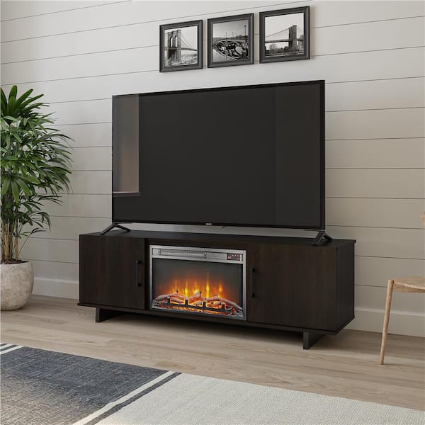 Dark Rust Altra Furniture Farmington Electric Fireplace TV Console for TVs up to 50
