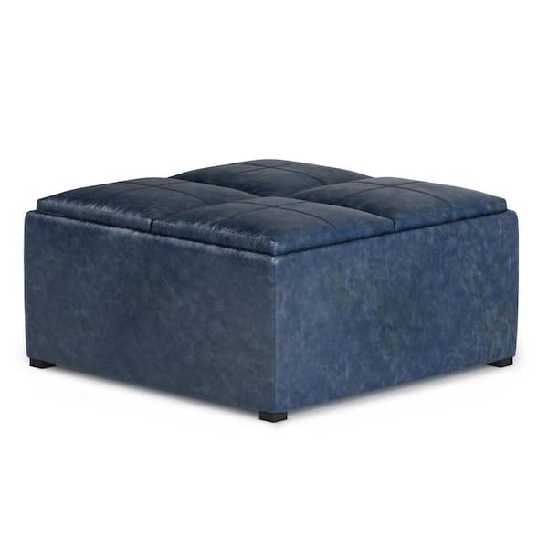 Simpli Home Avalon Modern Slate Grey Storage Ottoman in the Ottomans & Poufs  department at