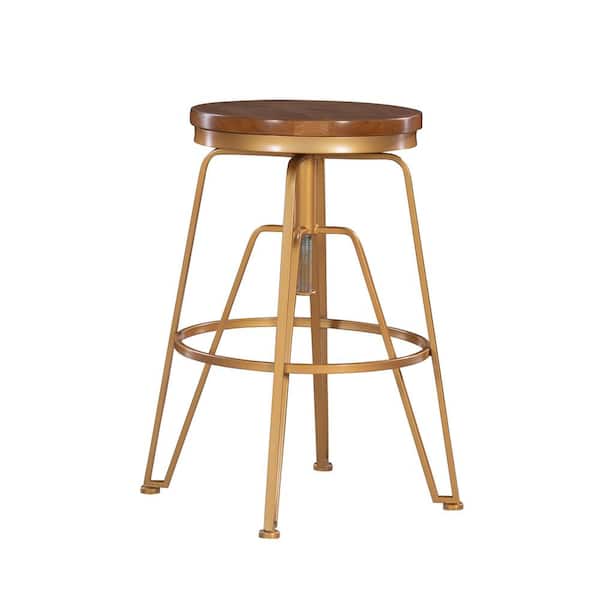 Linon Home Decor Justine 25-29 in. Gold Backless Metal Bar Stool with Adjustable Seat