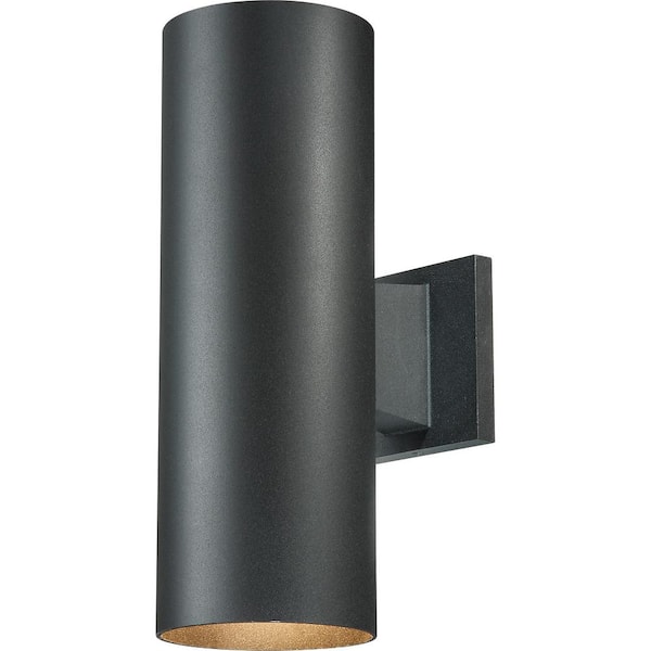 Medium 2-Light Black Aluminum Integrated LED Indoor/Outdoor Wall Mount Cylinder Light/Wall Sconce