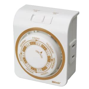 15-Amp 7-Day Indoor Plug-In Dual-Outlet Mechanical Timer, White