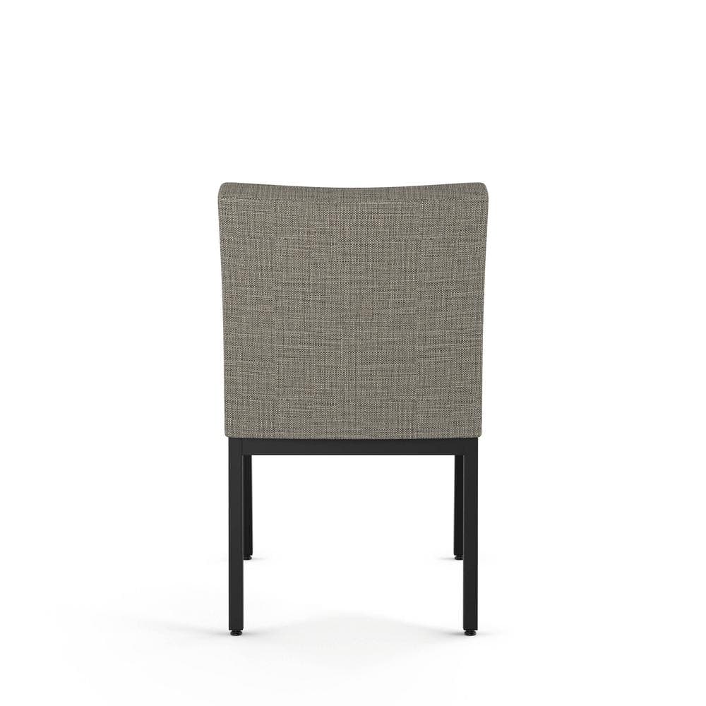 Beige & Black Tweed Fabric Dining Chair with Black Metal Frame, Set of 2