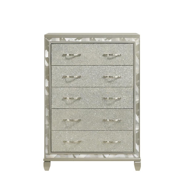 NEW CLASSIC HOME FURNISHINGS New Classic Furniture Radiance Silver 5-Drawer 39 in. Chest of Drawers