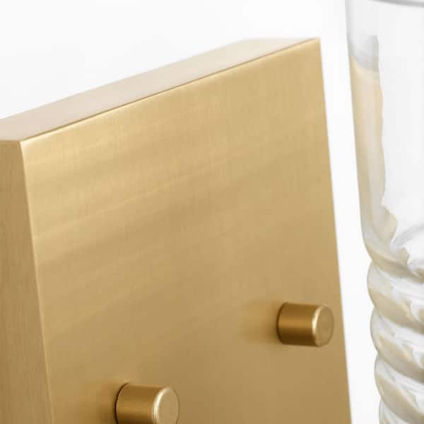 SCOTT LIVING - Lochdale Small 5.375 in. 1-Light Satin brass Sconce Vanity Light with Clear Ribbed Glass Shade
