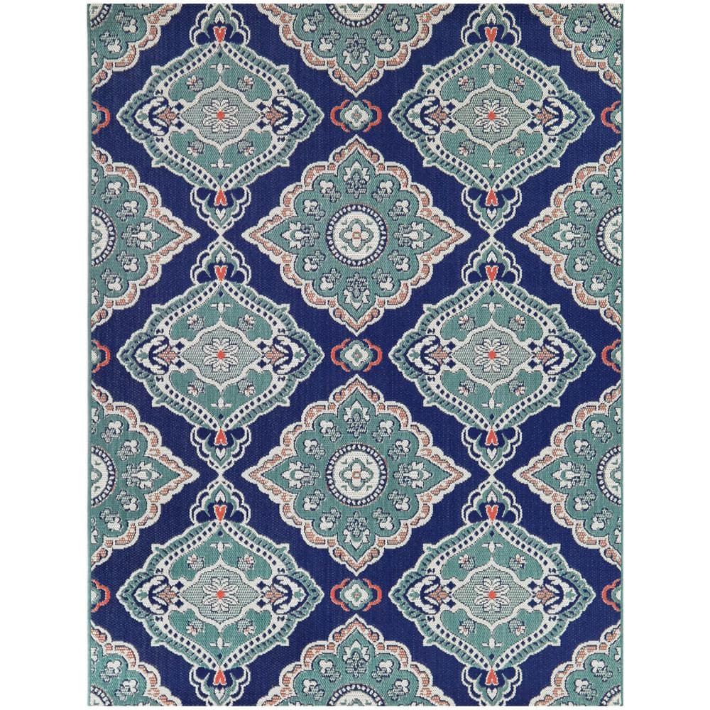 Hampton Bay Teal 5 ft. x 7 ft. Medallion Indoor/Outdoor Area Rug, Blue Teal