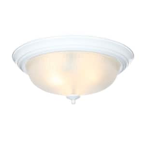 15 in. 3-Light White Dome Flush Mount with White Glass Shade