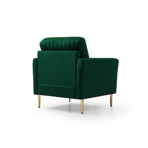 31.5 in Wide Round Arm Velvet Channel Tufted Sofa Armchair in Green