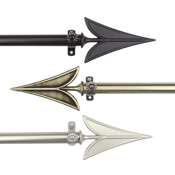Rod Desyne 3/4" Dia Adjustable 18" to 28" Singel Curtain Rod in Black with Arrow Finials