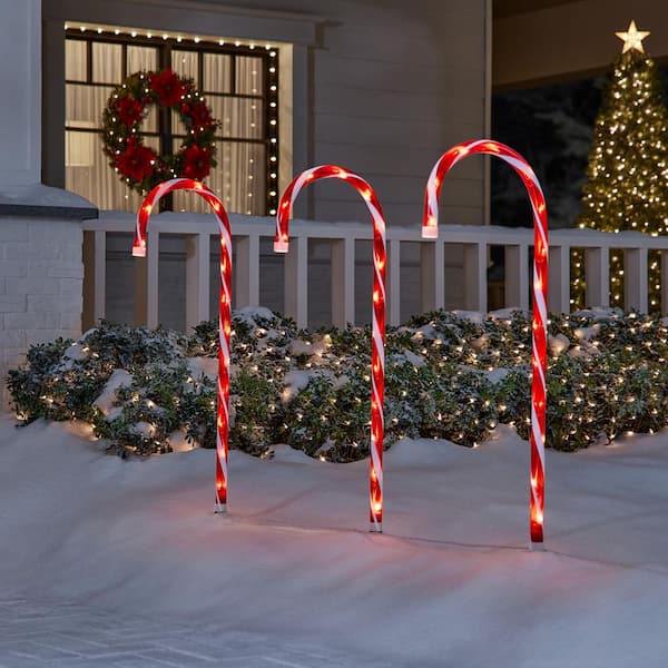 3 ft. Warm White Candy Cane LED Pathway Lights (Set of 3)