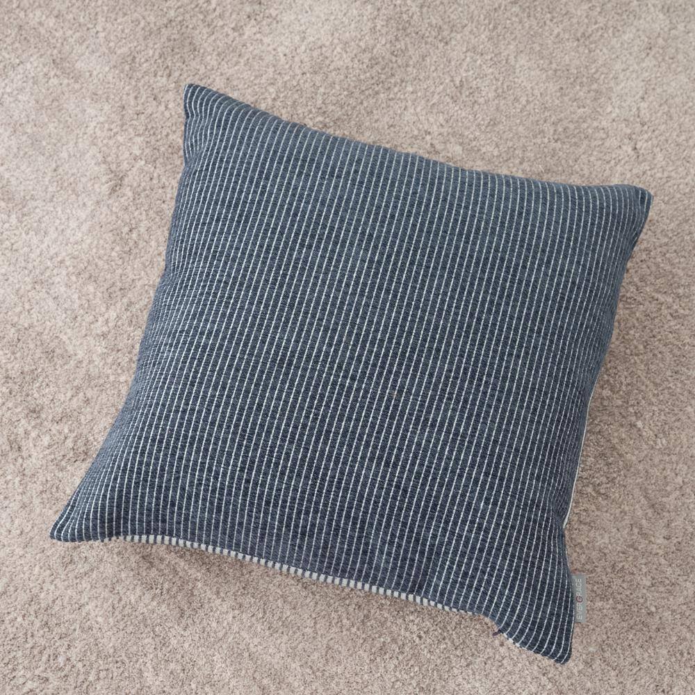 Elsa Mood Indigo Reversible Woven Pinstripes 18" Square Pillow
