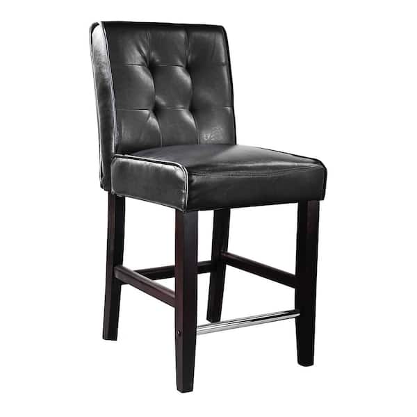 Black Bonded Leather Bar Stool Dad, Black Leather Bar Stools Counter Height