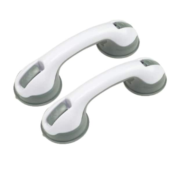 Suction Cup Grab Bars Showers, Length in. 12, "x" Dia. in 3.75, Shower Grab Bar, in White - 2 Pack