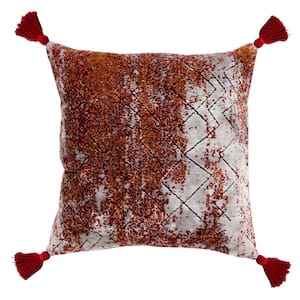 Arcane Silver/Red Traditional Textured Medallion Poly-Fill 20 in. x 20 in. Indoor Throw Pillow