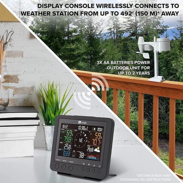 Logia 7-in-1 Wi-Fi Weather Station, Wireless Outdoor Weather Station with  Console Monitoring System & Large 10 Color Display LOWSC715FWB10 - The  Home Depot