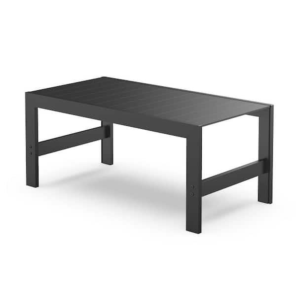 maocao hoom 38 in. Black Aluminum Outdoor Coffee Table