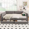 Noble House Lowell Gray Queen Size Upholstered Daybed with USB Charging Station, 2 Drawers 134048