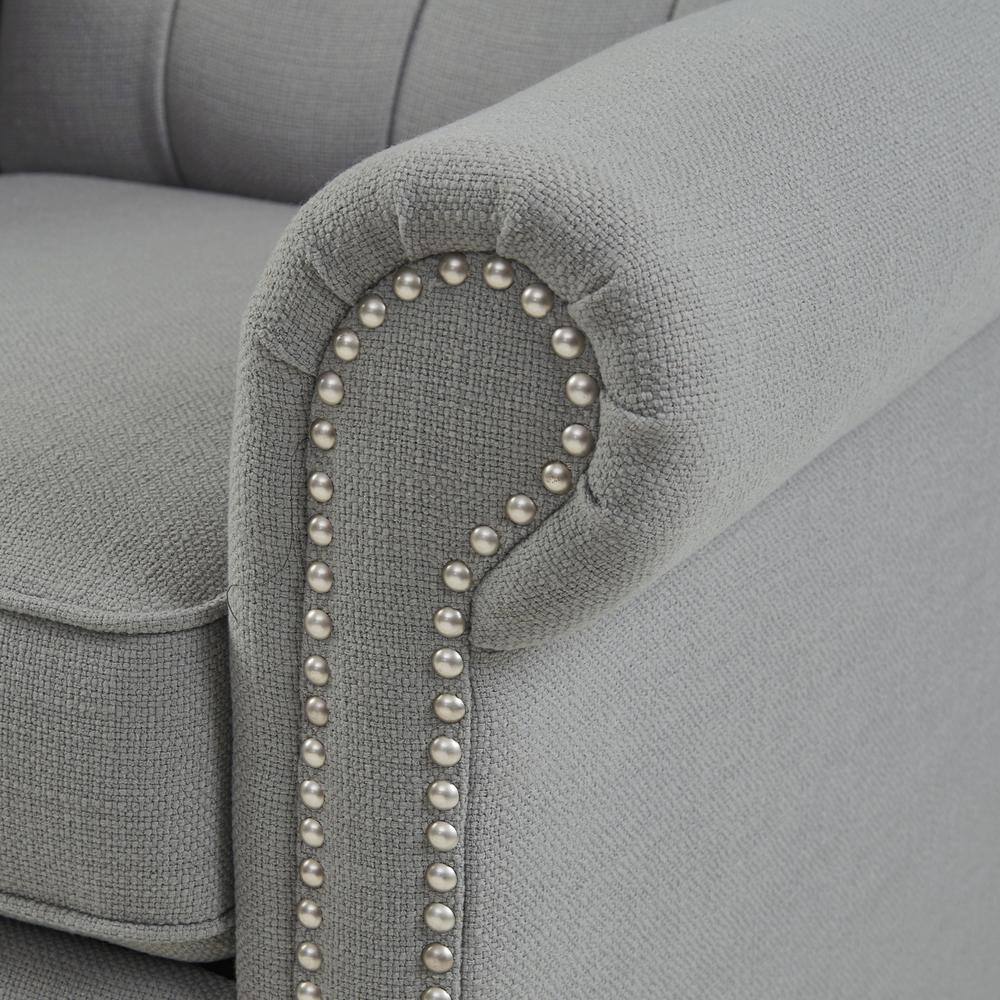Elegant Gray Microfiber Recliner with Tufted Back and Bronze Nailhead Trim