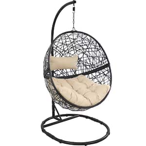 Jackson Cream Hanging Egg Chair with Cushions and Stand Set