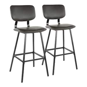 Foundry 30 in. Grey Faux Leather Upholstery Bar Stool (Set of 2)