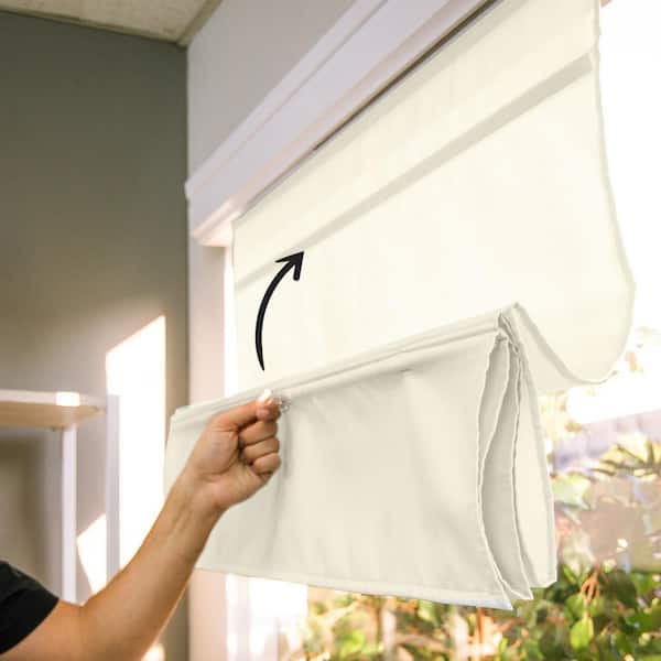 Chicology Runway Ready-Made Cream Cordless Light Filtering Magnetic Fabric Roman Shade 36 in. W x 64 in. L