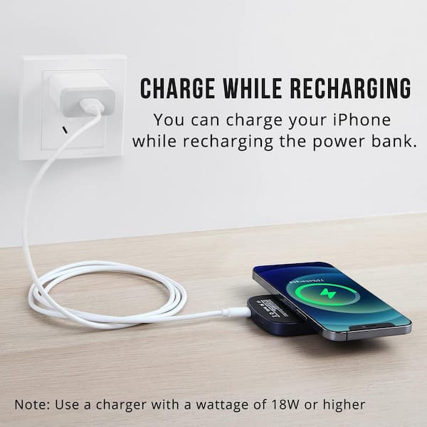 Wasserstein 15-Watt 5000 mAh Magnetic Power Bank Charger for Apple 12/Pro/Pro Max/Mini IP12MagsafePwrBankUS - The Home Depot
