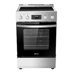 24 in. 4 Element Freestanding Single Oven Electric Range in Stainless Steel with Air Fry, Rotisserie and True Convection