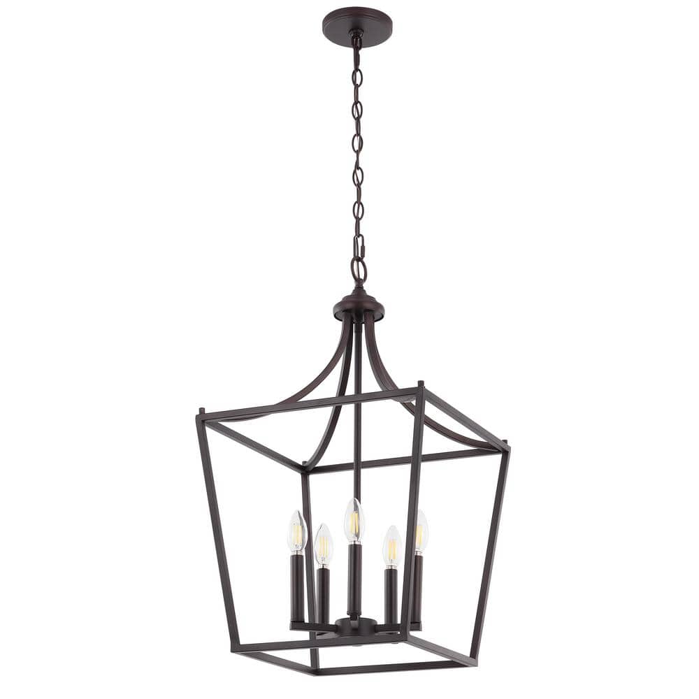 Camden 16" Oil-Rubbed Bronze 5-Light LED Iron Pendant Lantern