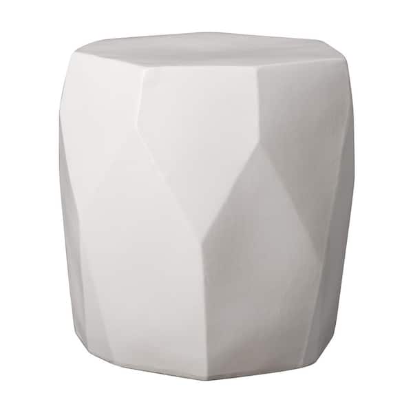 Emissary 18 in. H White Heptagon Ceramic Garden Stool