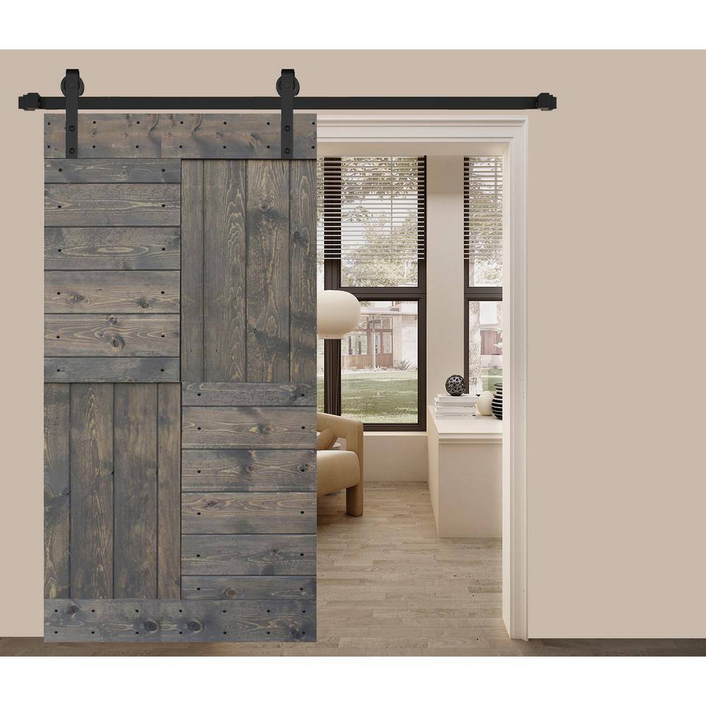 Smoky Gray Solid Wood 42" x 84" Textured Barn Door Slab