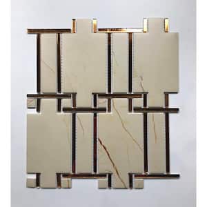 Sand Stone French Pattern Mosaic 6 in. x 6 in. Acrylic & Mirror Decorative Wall Tile (0.76 Sq. ft)