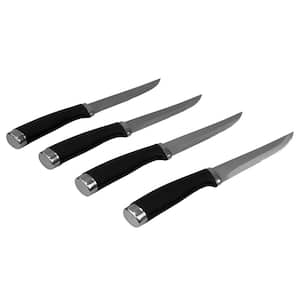 Black Stainless Steel Steak Knives with Non-Slip Handles (Set of 4)