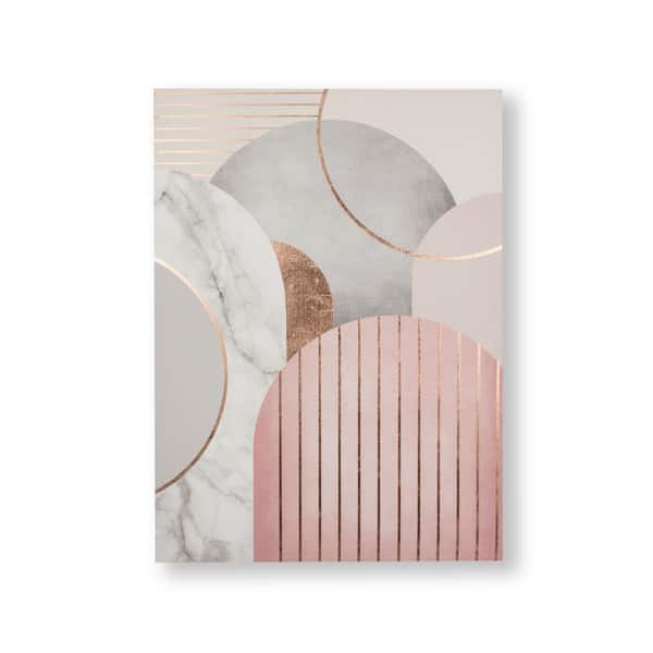 Unbranded Pink and Grey Art Deco Geo Printed Canvas Abstract Wall Art 20 in. x 28 in.