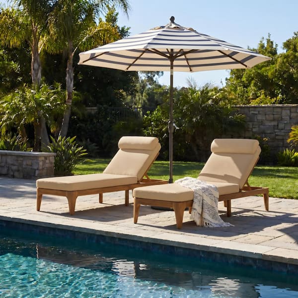 2-Piece Outdoor Chaise Lounge, Patio Sun Lounge Chair, Patio Recliner with Adjustable Backrest for Poolside
